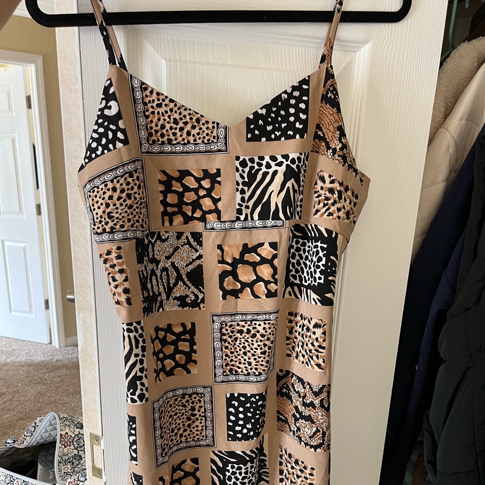 Animal print slip dress